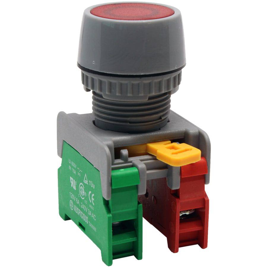 GPF22-1O/C-RD - Toggle Push Button - 2 Contact (1O/C) - 22mm - Rojo