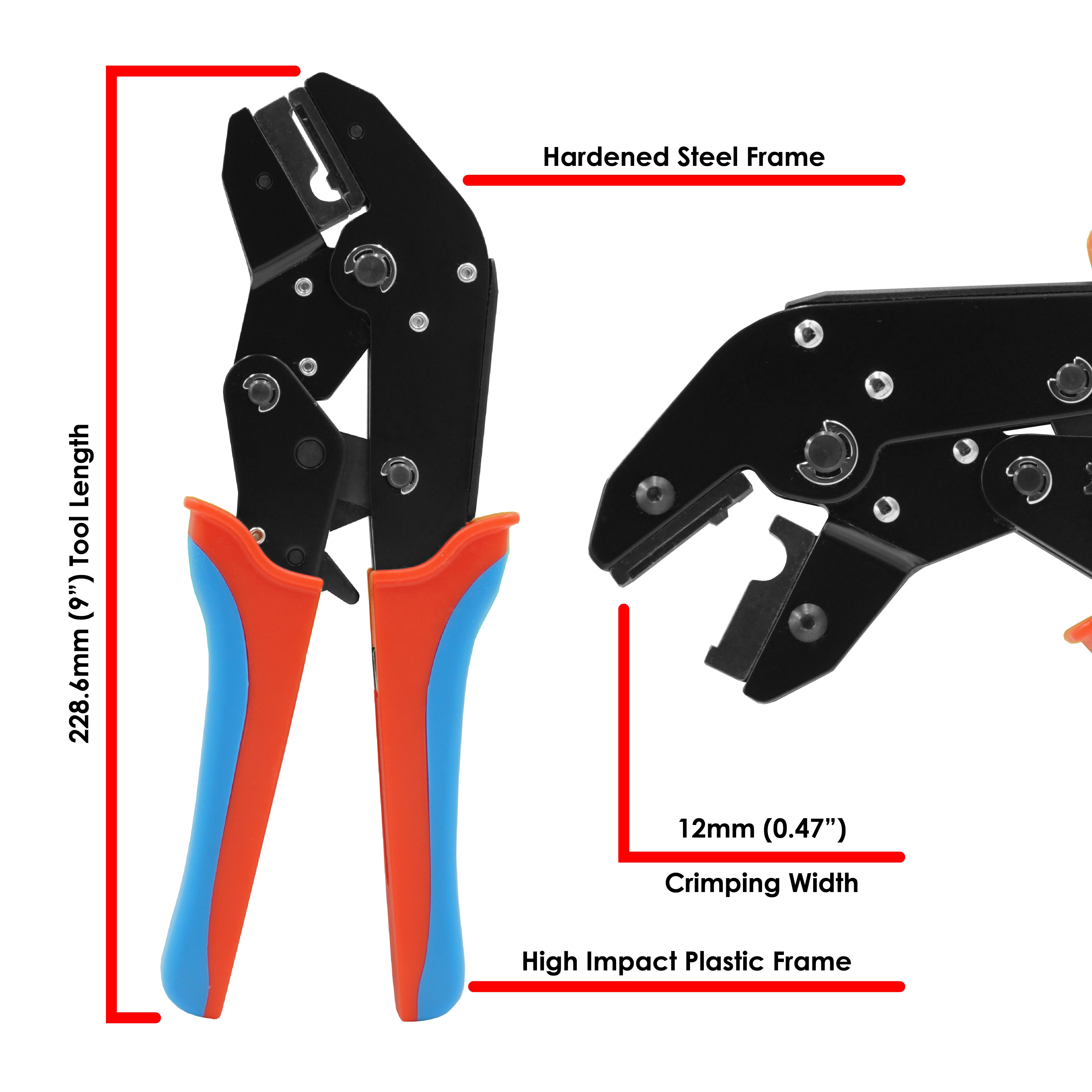 FD10020FL - Non Insulated Flag Terminal Crimping Tool - 6 AWG