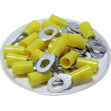 MSRNYB5-3753 - 12 a 10 AWG Con aislamiento de nailon Multi-Orificio Terminales de anillo, Orificio Tamaños: #6, #8, #10, 100 piezas