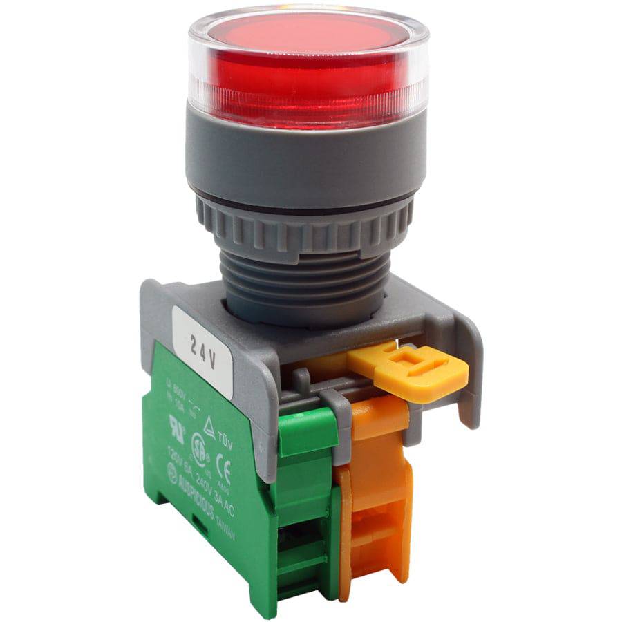 LXG22-1/O-24-RD - Illuminated Push Button - 1 Contact (1/O) - 22mm - 24V - Red