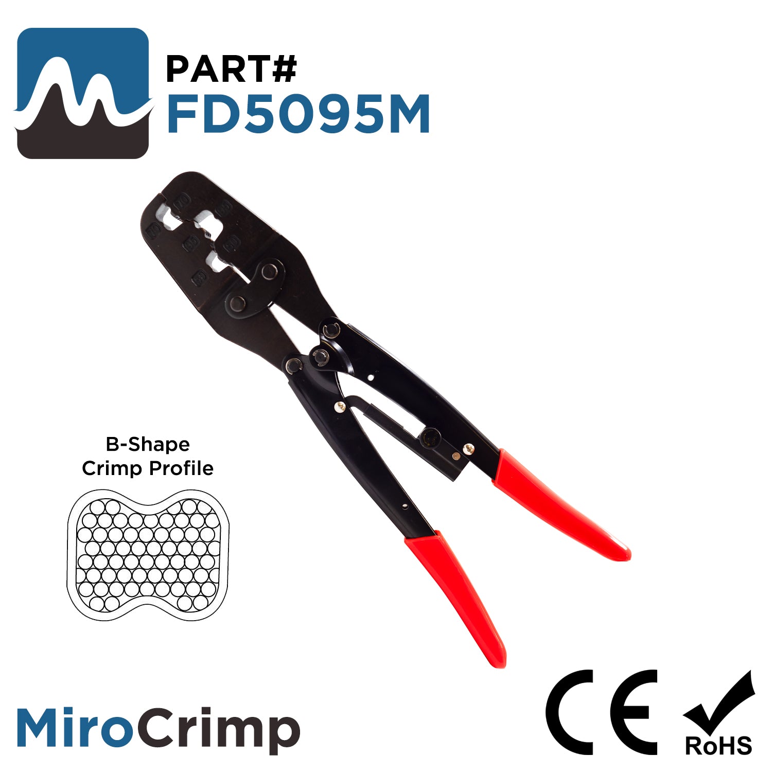 FD5095M - 1 AWG a 3/0 AWG Herramienta de crimpado para punteras, De alta resistencia, XL Longitud, 1 pieza