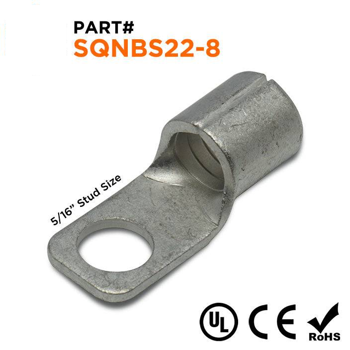 SQNBS22-8 - 4 AWG Sin aislamiento Cuadrado Terminales de anillo, 5/16", 25 piezas