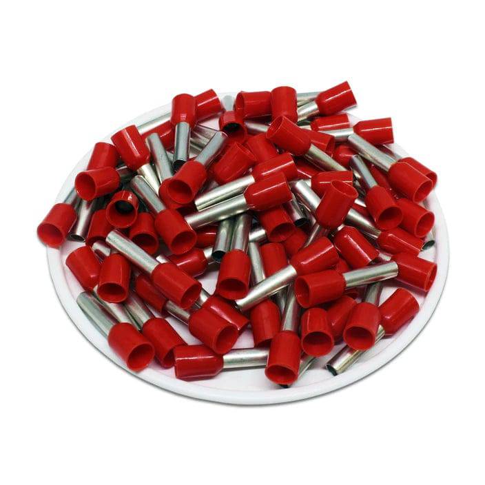 F40012R - 12 AWG Insulated Punteras, 12mm Pin, Rojo, 500 piezas
