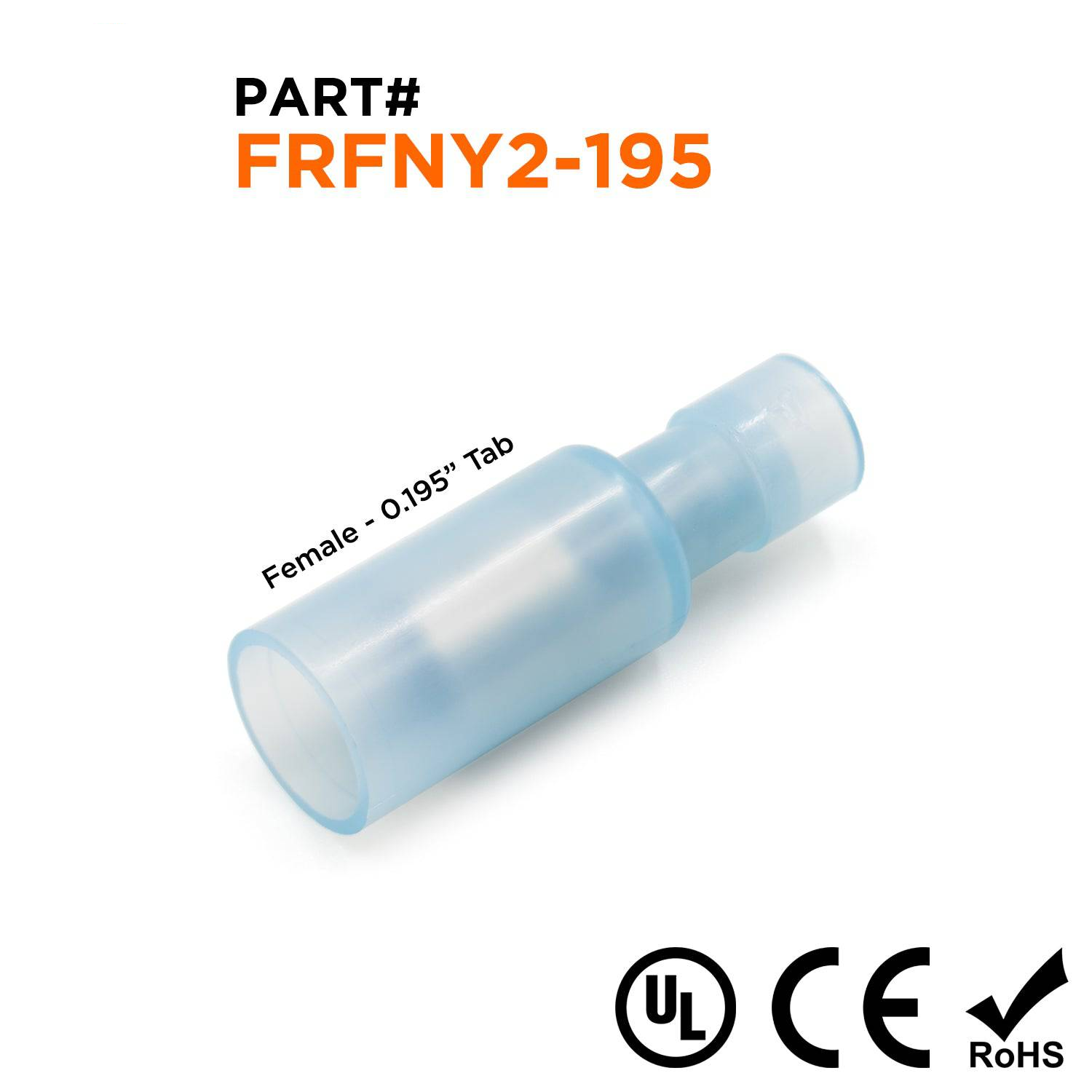FRFNY2-195 - 16 a 14 AWG Totalmente aislados Conectores tipo bala, De nailon, Female, 100 piezas
