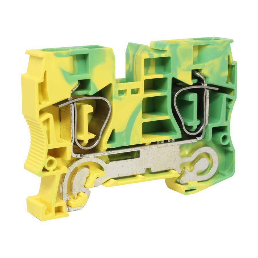 UJ5-10JD - 16 to 6 AWG, Spring Cage Terminal Block, UL Approved, Yellow-Green
