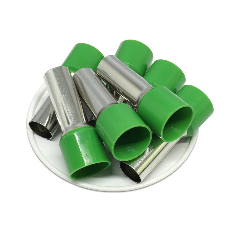 AW560030 - 0 & 1/0 AWG Single Insulated Wire Ferrules, 30mm Pin, Olive Green, 25 Pieces