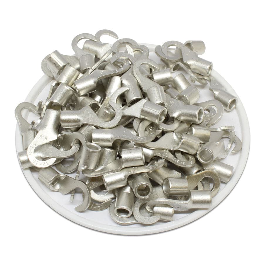 HNB5-5 - 12 to 10 AWG Non Insulated Hook Terminals, #10 Stud, UL Recognized, 100 Pieces