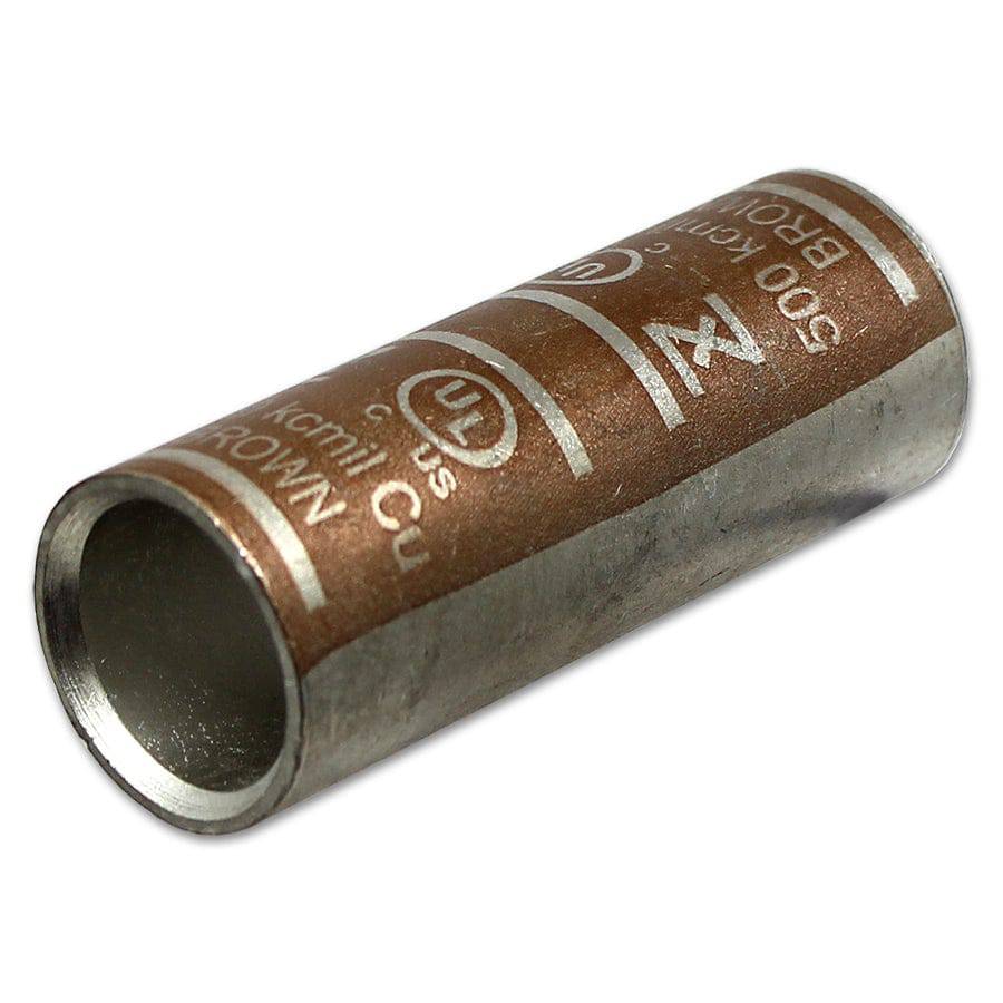 SC500 - 500 MCM De cobre Compression Splice Conectores, Barril corto, Marrón, 1 pieza