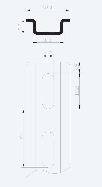 TH15-5.5 - Top Hat Style DIN Rail para Mini Bloques de terminales, 1-Meter Longitud, 15mm x 5.5mm, De acero, 1 pieza