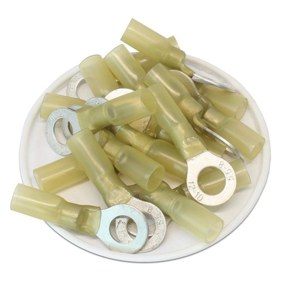 DSY10 - 12 to 10 AWG Heat Shrink Ring Terminals, #10 Stud, Polyolefin, 25 Pieces