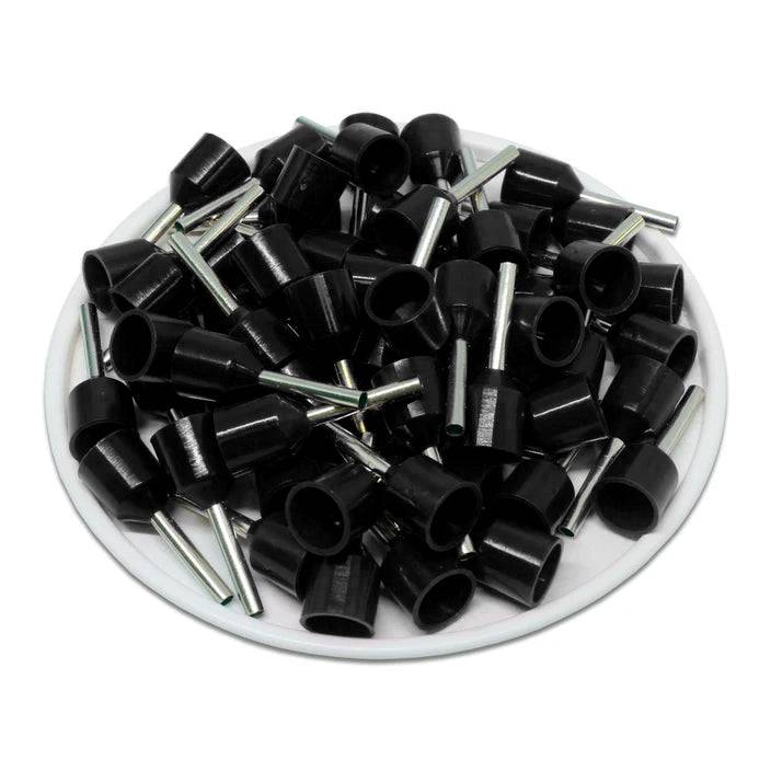 SC15010D - 16 AWG Insulated Punteras, 10mm Pin, Negro, XXL Collar, Short Circuit Protection, 100 piezas