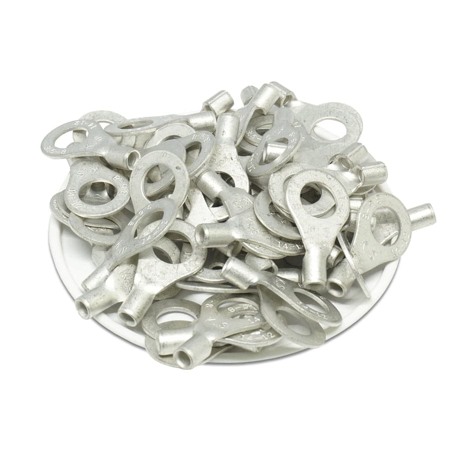 RNB3-8 - 14 to 12 AWG Non Insulated Ring Terminals, 5/16" Stud, UL Recognized, 100 Pieces