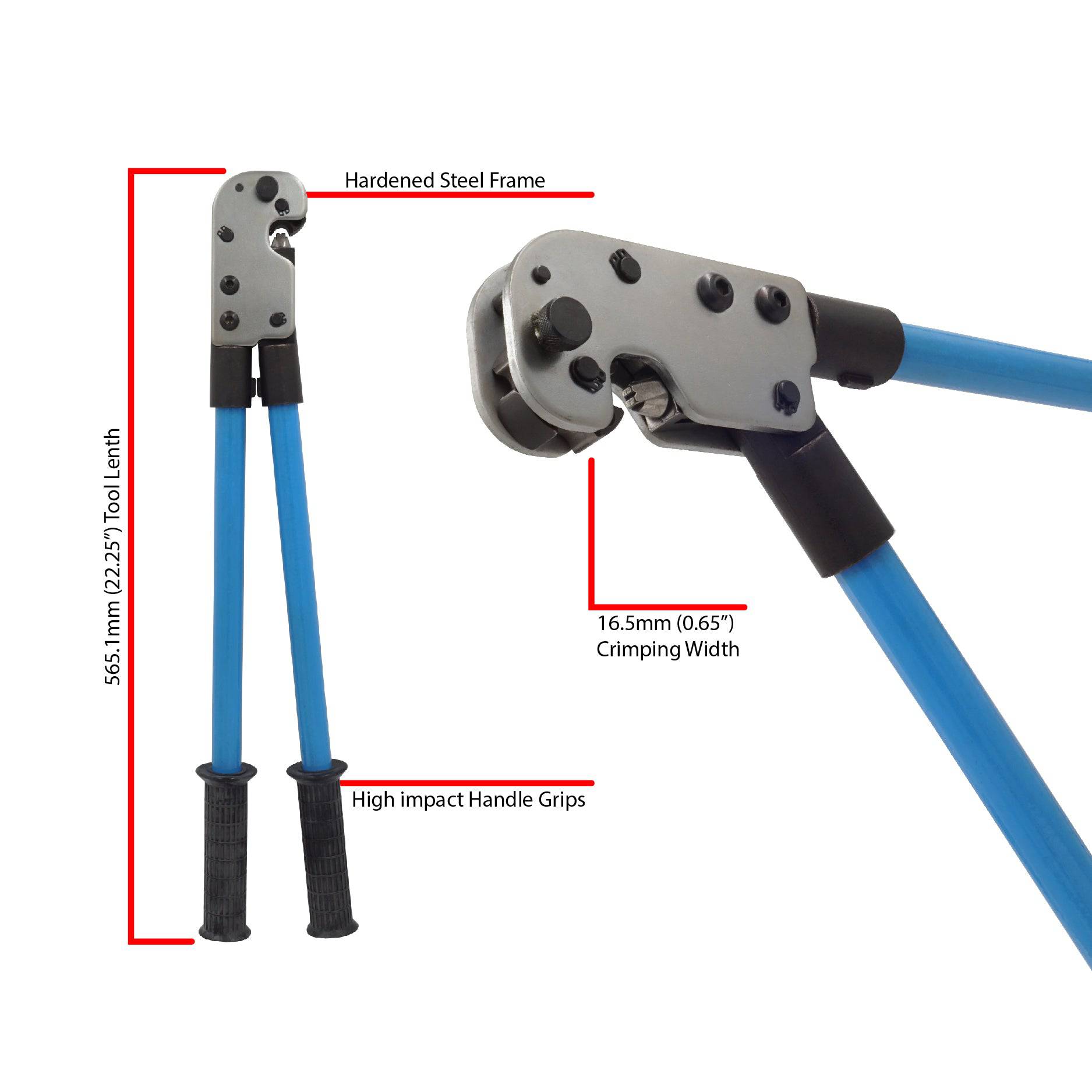 FDCT38 - 8 AWG to 2 AWG Battery Cable Lug Crimping Tool, Single Indent, 1 Piece