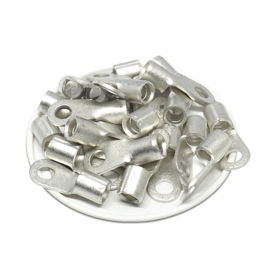 RNBS14-6M - 6 AWG Non Insulated Ring Terminals, 1/4" Stud, 25 Pieces
