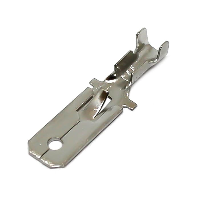 DJ611-6.3A-T - 22 to 18 AWG Open Barrel Quick Disconnects, Male, Lock Tab, NEMA Tab: 6.3, Tin Plated Brass, 100 Pieces