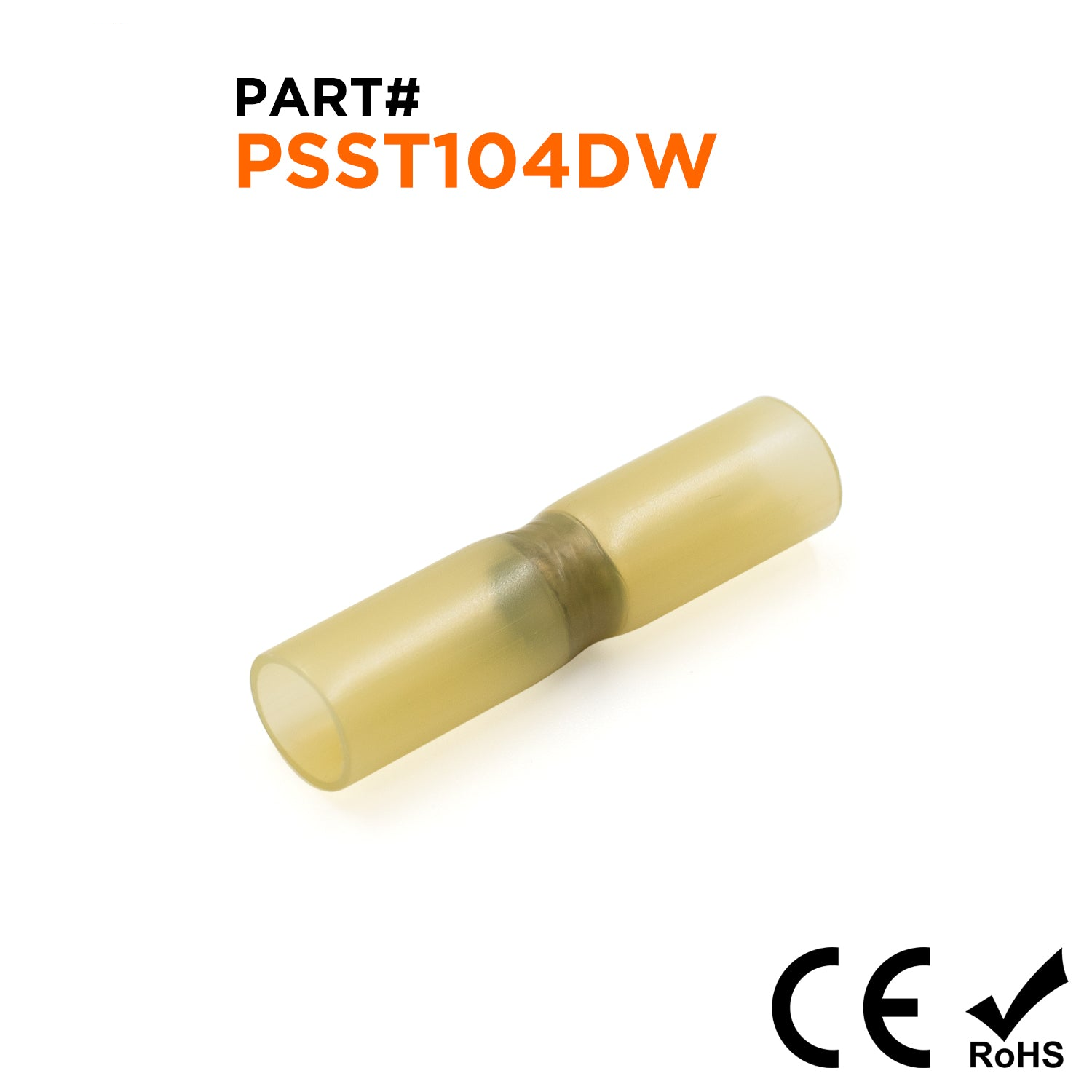 PSST104DW - 12 a 10 AWG Termorretráctiles Solder Sleeves, Double Wall, No Printing, Amarillo, 25 piezas
