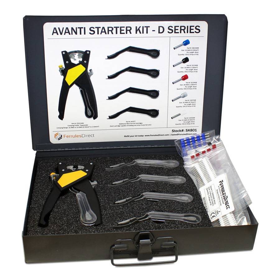 SK801 - 22 to 14 AWG Wire Ferrules Strips Complete Tool Kit, 1,150-Pieces, Series D, 1 Piece