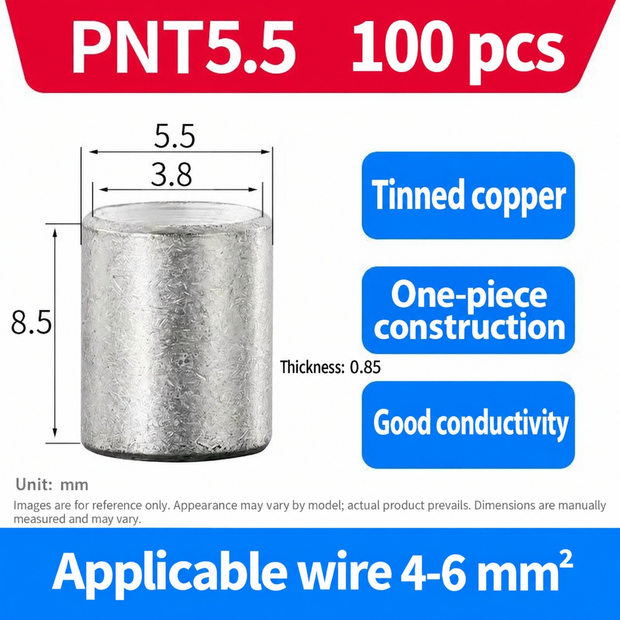PNT5.5 — Nylon insulated terminal, 4–6 mm²