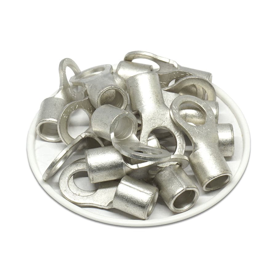 RNB22-10 - 4 AWG Non Insulated Ring Terminals, 3/8" Stud, UL Recognized, 25 Pieces