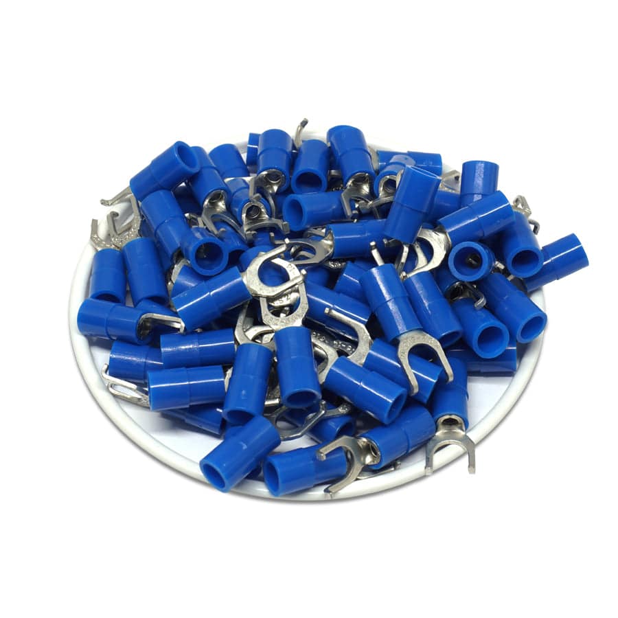 FSNYB2-5 - 16 to 14 AWG Nylon Insulated Flange Spade Terminals, #10 Stud, 100 Pieces