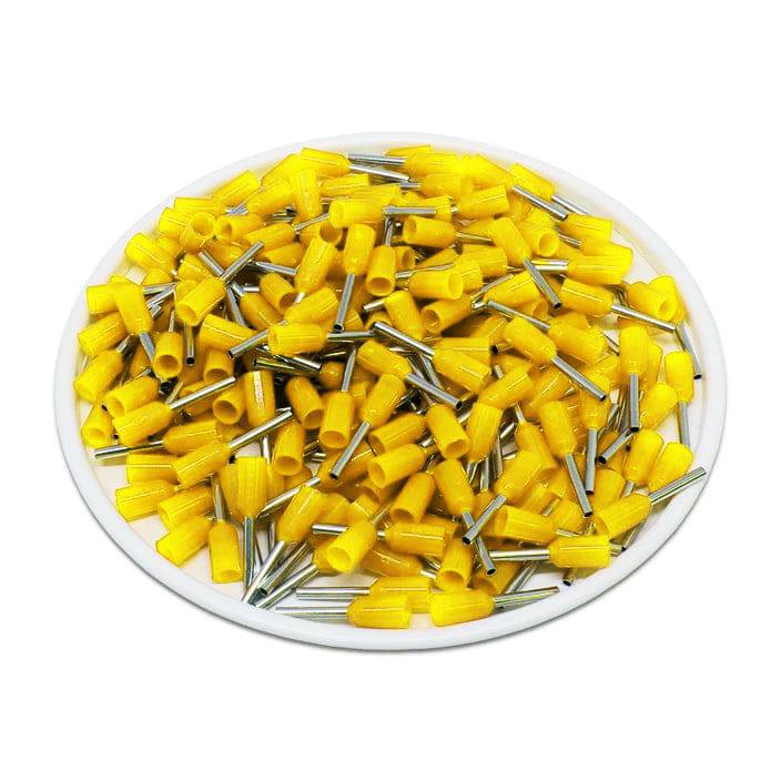 AS05008YE - 22 & 20 AWG Insulated Wire Ferrules, 8mm Pin, Yellow, 500 Pieces