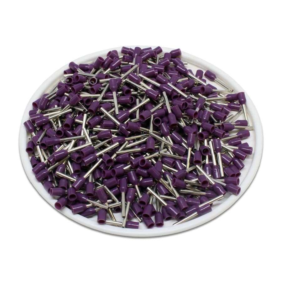 AD02508 - 24 AWG Insulated Wire Ferrules, 8mm Pin, Purple, UL Recognized, 500 Pieces