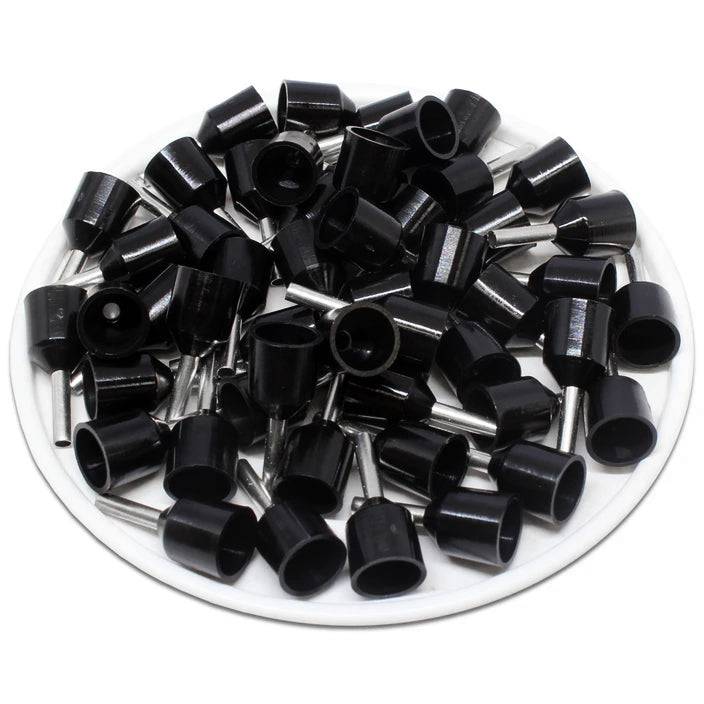 SC15008D - 16 AWG Insulated Punteras, 8mm Pin, Negro, XXL Collar, Short Circuit Protection, 100 piezas