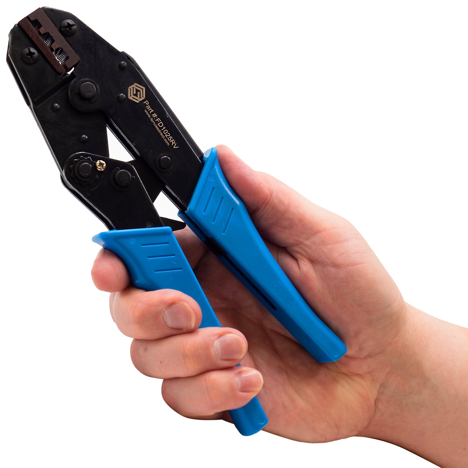 FD1025RV - 8 to 4 AWG Wire Ferrules Crimping Tool, Ratcheting, Bowtie Profile, 1 Piece