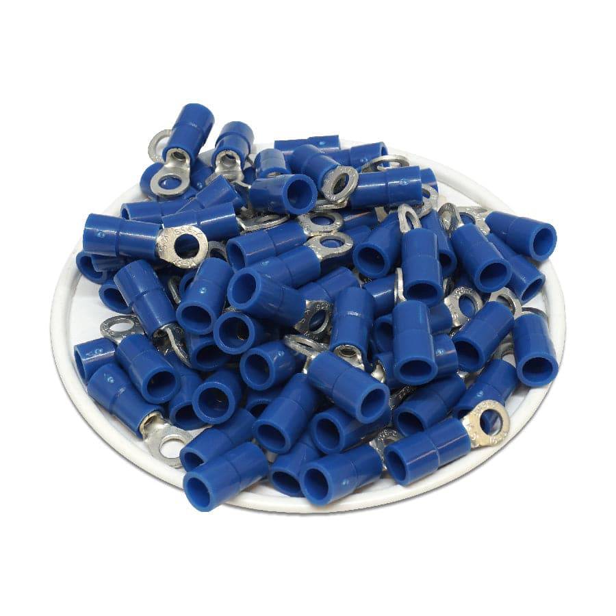 RVYS2-37 - 16 to 14 AWG Molded PVC Vinyl Insulated Ring Terminals, Easy Entry, #6 Stud, 100 Pieces