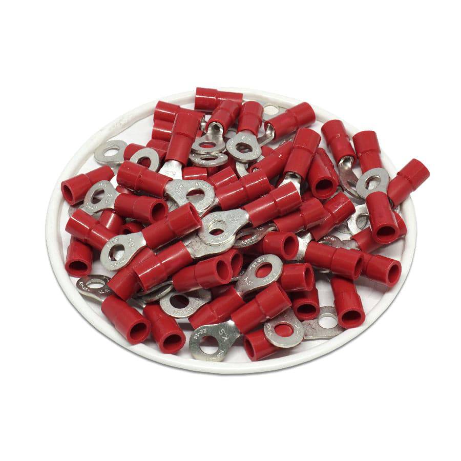 RVYL1-37 - 22 a 16 AWG Molded PVC Con aislamiento de vinilo Terminales de anillo, Easy Entry, #6 Orificio, 100 piezas