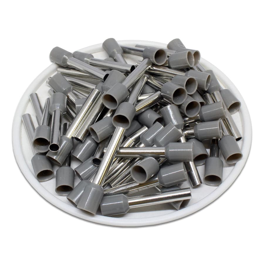AW40018 - 12 AWG Insulated Wire Ferrules, 18mm Pin, Gray, UL Recognized, 500 Pieces