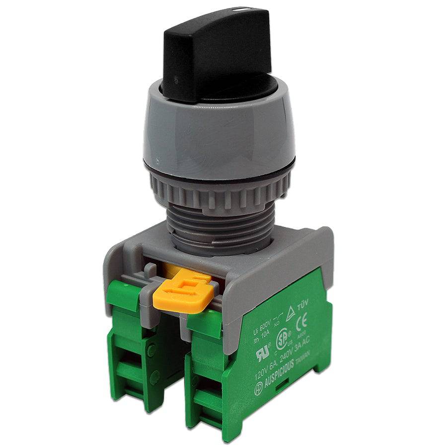 GCS22-2/O-BK - Twist Knob Switch - 2 Contact (2/O) - 3 Positions (1-0-2) - Negro