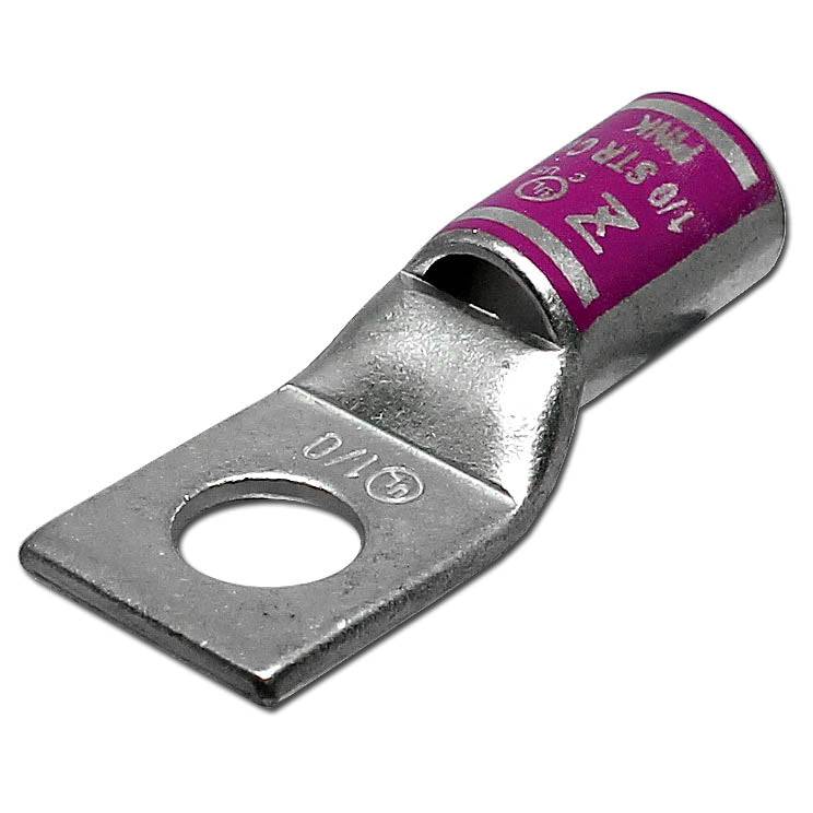 SB1012 - 1/0 AWG Compression Lug, Short Barrel, 1/2" Stud Size, 1 Piece