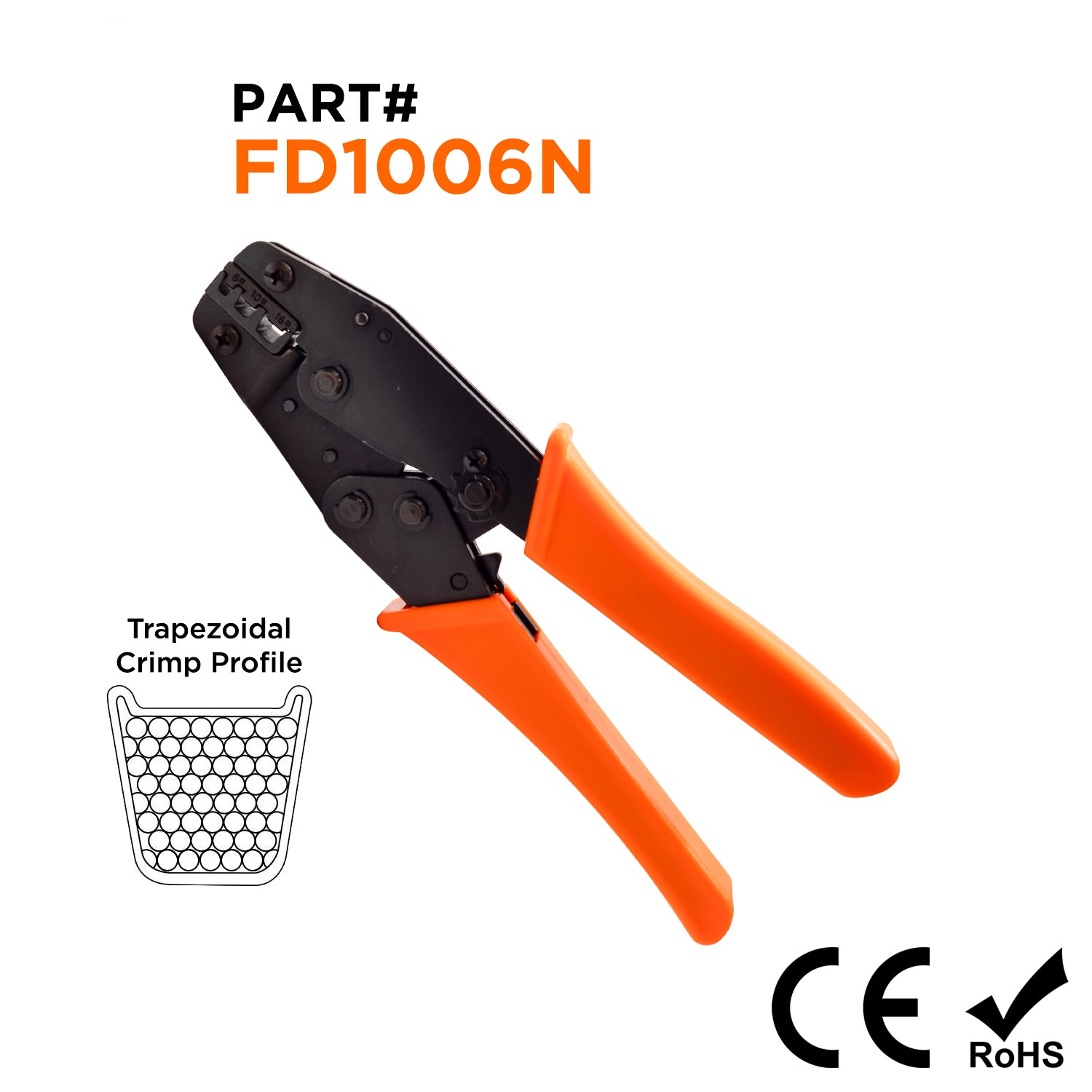 FD1006N - 10 a 6 AWG Herramienta de crimpado para punteras, Trapezoidal Crimp, 1 pieza