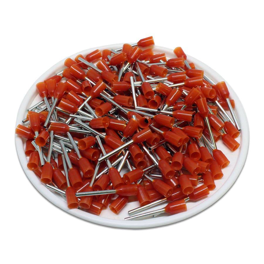 AW05012 - 22 & 20 AWG Insulated Wire Ferrules, 12mm Pin, Orange, UL Recognized, 500 Pieces