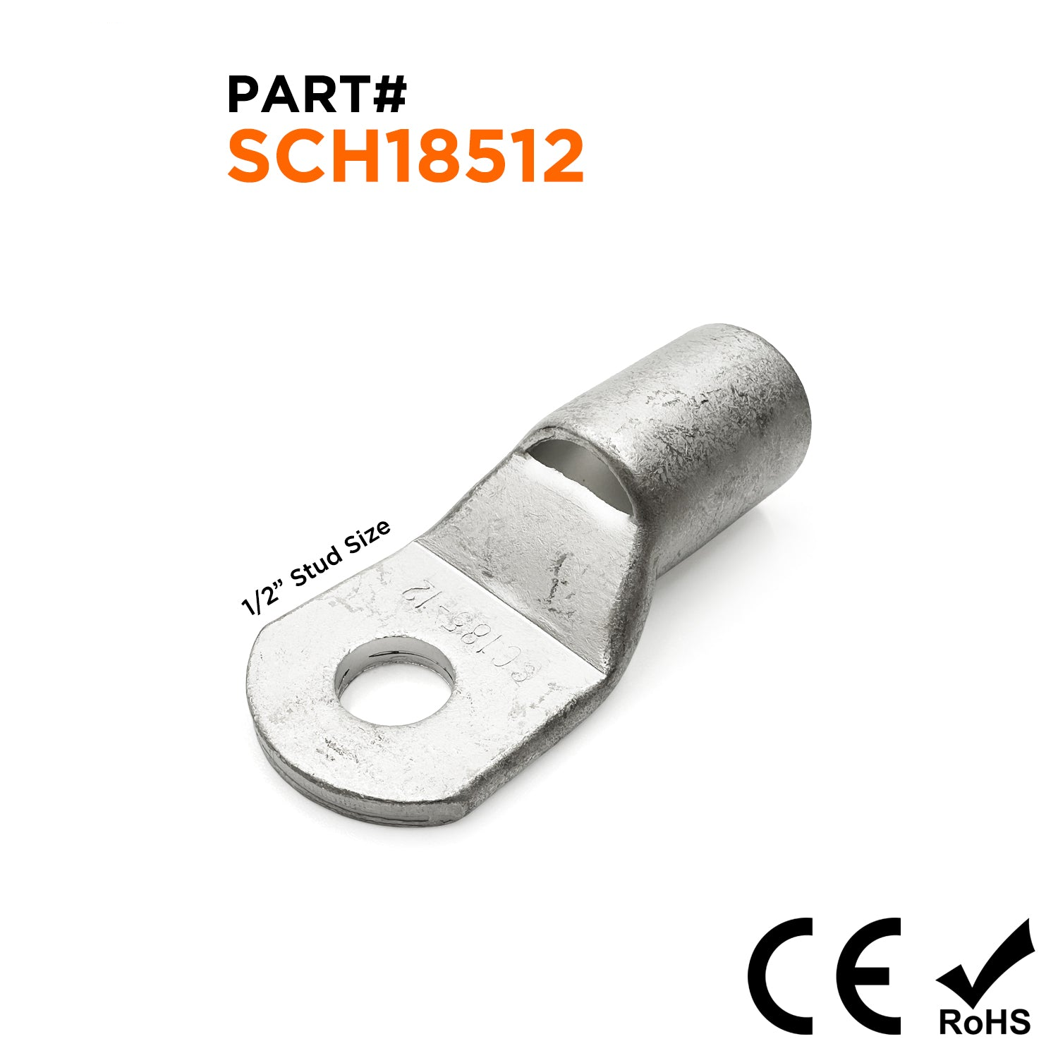 SCH18512 - 300/350 MCM Non Insulated Tubular Ring Lugs, 1/2" Stud, 5 Pieces