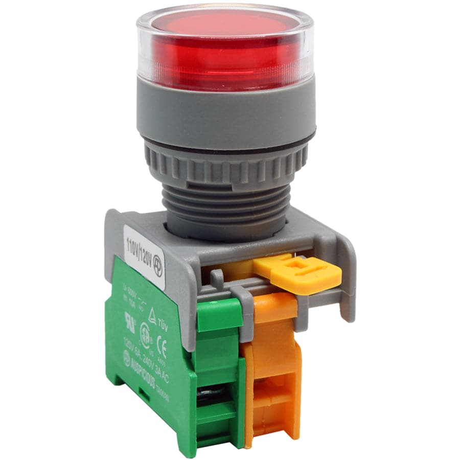 LXG22-1/O-RD - Illuminated Push Button - 1 Contact (1/O) - 22mm - 110V - Rojo