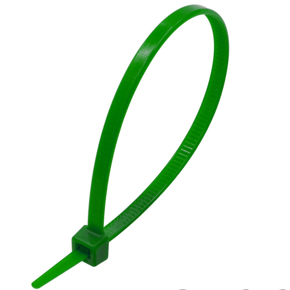 CTM100GN - 4" Miniature Bridas, 18-lb Tensile Strength, Verde, 100 piezas