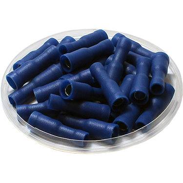 FRV2-156 - 16 to 14 AWG Vinyl PVC Insulated Female Bullet Connectors, Blue, 100 Pieces