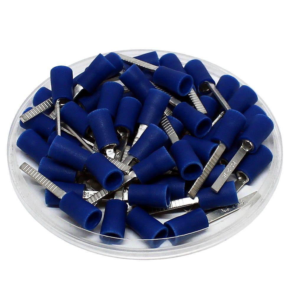 16 a 14 AWG Con aislamiento de vinilo Flat Blade Terminales, Butted Seam, UL Approved, 100 piezas - DBV2-18