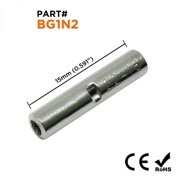 BG1N2 - 22 a 16 AWG High Temp Butt Splice Conectores, De acero, 900°F, 100 piezas