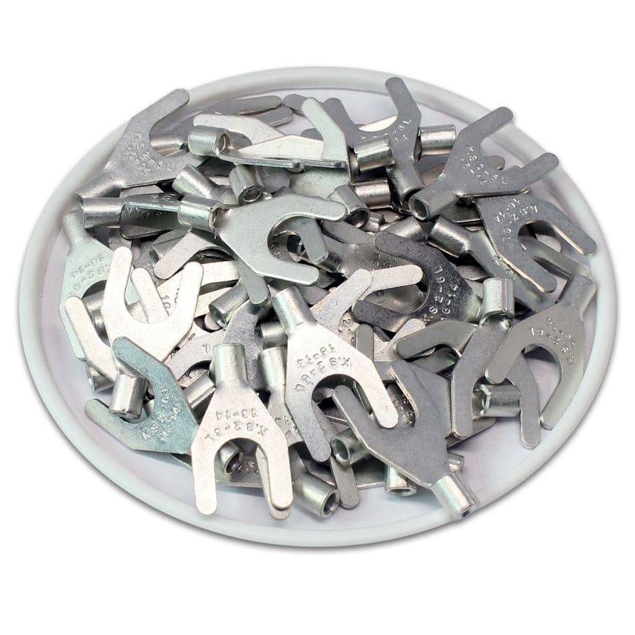 SNBL2-6 - 16 to 14 AWG Non Insulated Spade Terminals, 1/4" Stud, UL Recognized, 100 Pieces