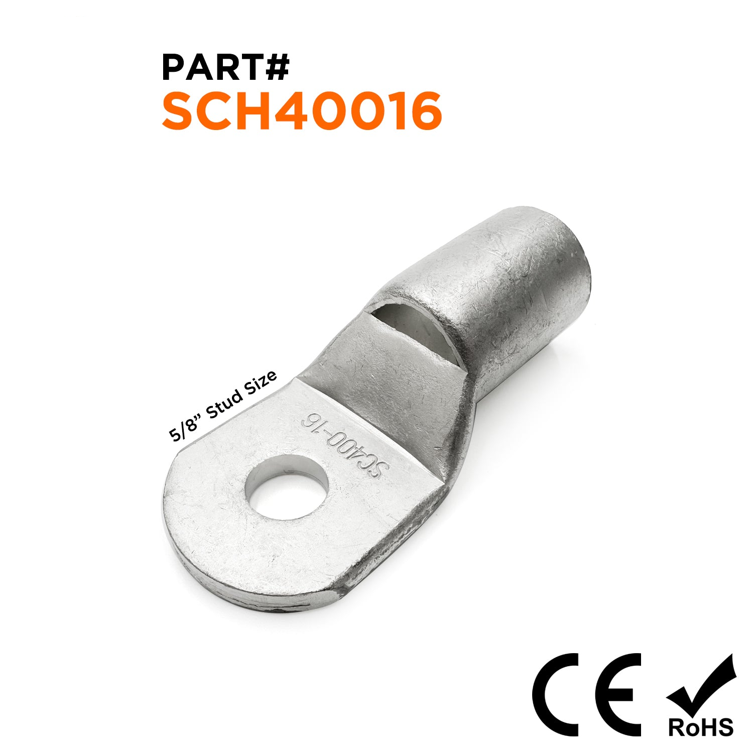 SCH40016 - 600/750 MCM Non Insulated Tubular Ring Lugs, 5/8" Stud, 1 Piece