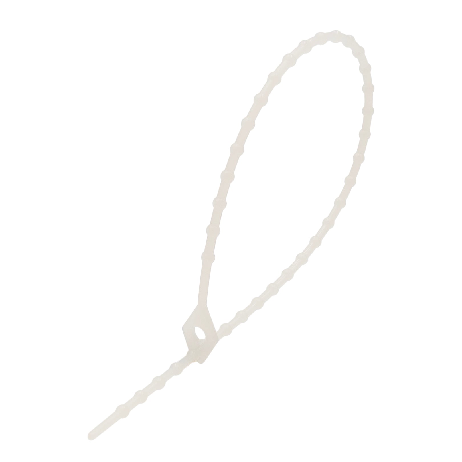 BCT100N - 4" Miniature Beaded Nylon Reusable Cable Ties, 18-lb Tensile Strength, Natural, 100-Pack
