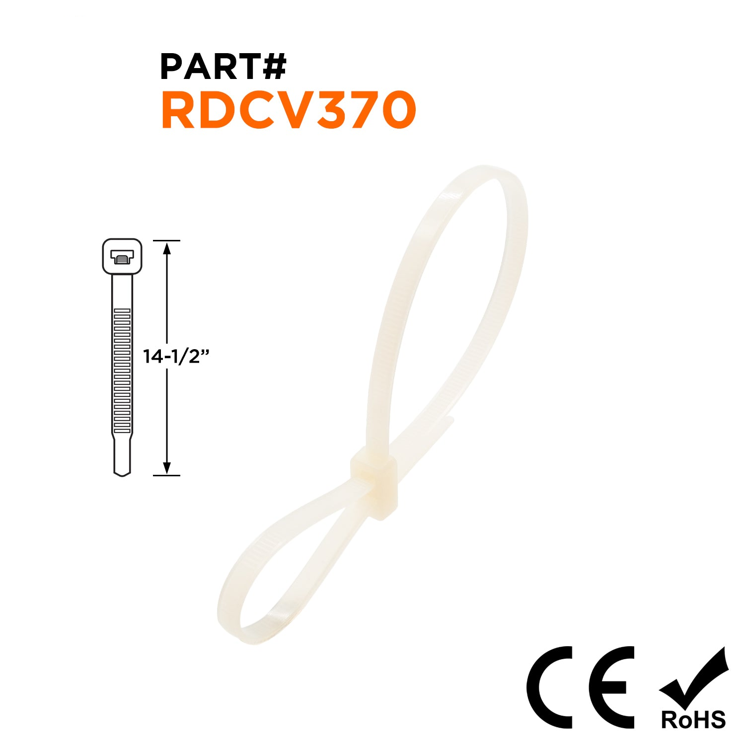 RDCV370 - 15" Releasable De nailon Double Head Cable Tie, 50-lb Tensile Strength, Natural, 100-Pack