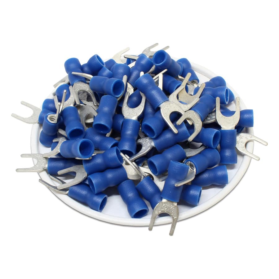 SVES2-5 - 16 a 14 AWG Vinyl PVC Insulated Terminales de horquilla, #10 Orificio, 100 piezas