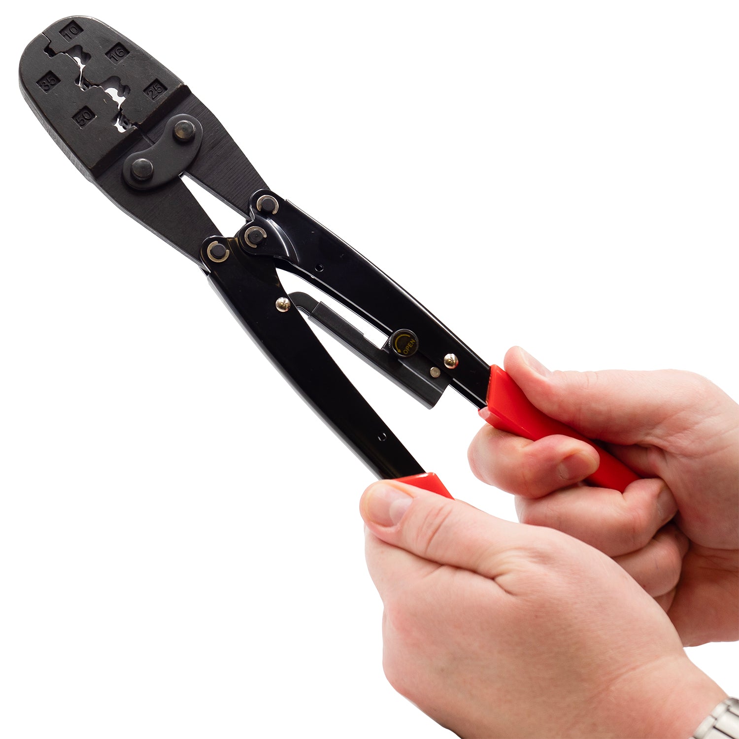 FD0801 - 8 to 1 AWG Wire Ferrules Crimping Tool, Ratchet, Heavy Duty, XL Length, B-Crimp Profile, 1 Piece