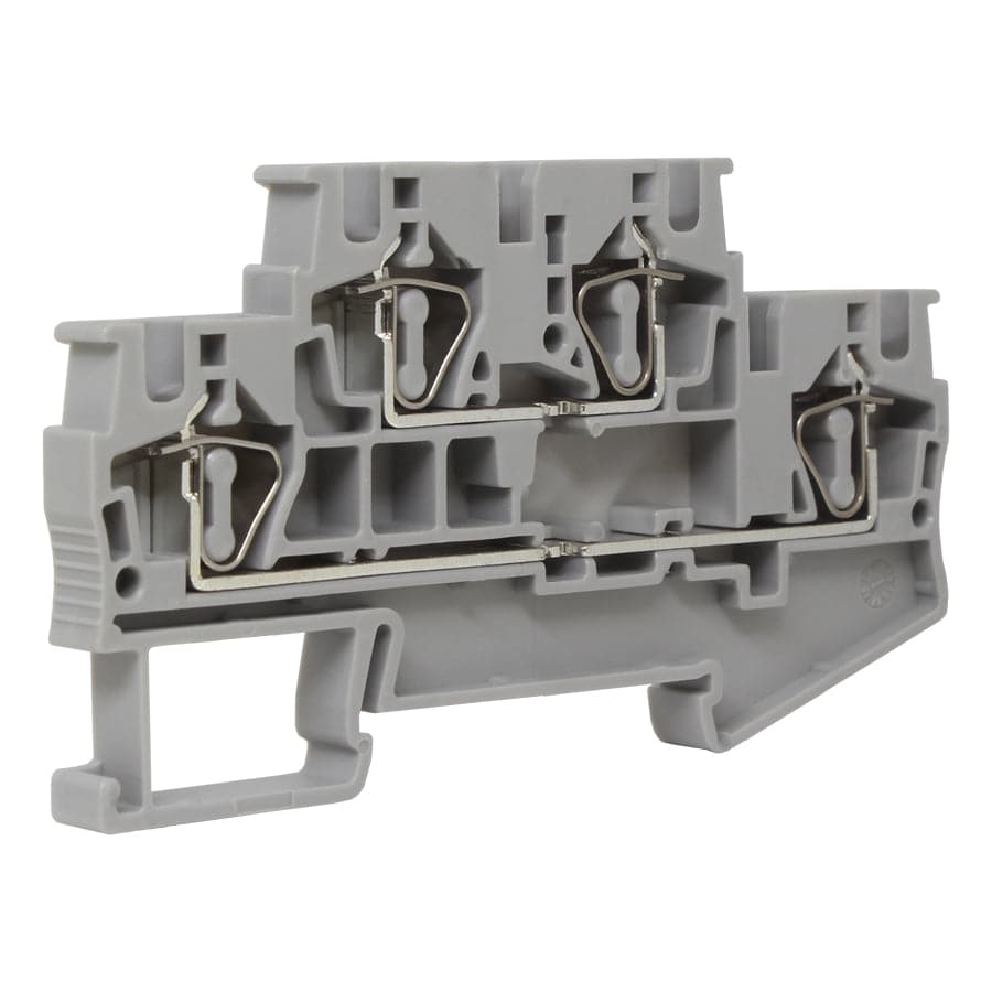 UJ5-4/2-2 - 24 a 10 AWG, Spring Cage Terminal Block, 500v, UL Approved, Gris