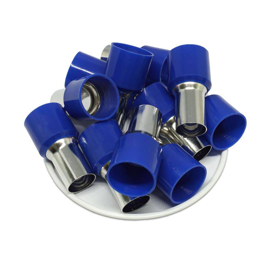 AD560018 - 0 & 1/0 AWG Single Insulated Wire Ferrules, 18mm Pin, Blue, 25 Pieces
