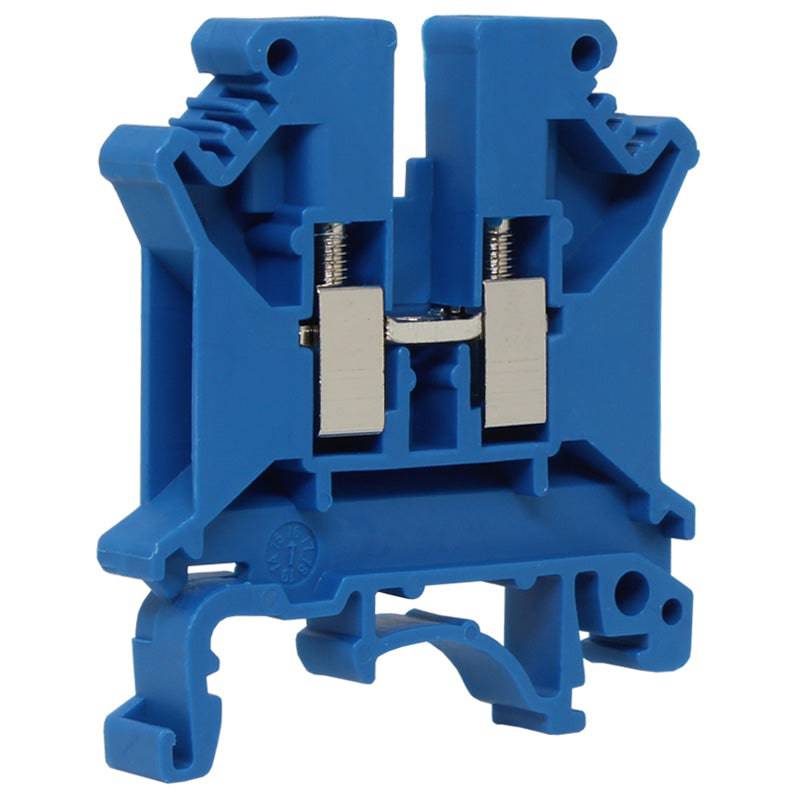 UKJ-4(BU) - 24 to 10 AWG Screw Clamp, Feed-Thru, Terminal Block, 800v, UL Approved, Blue